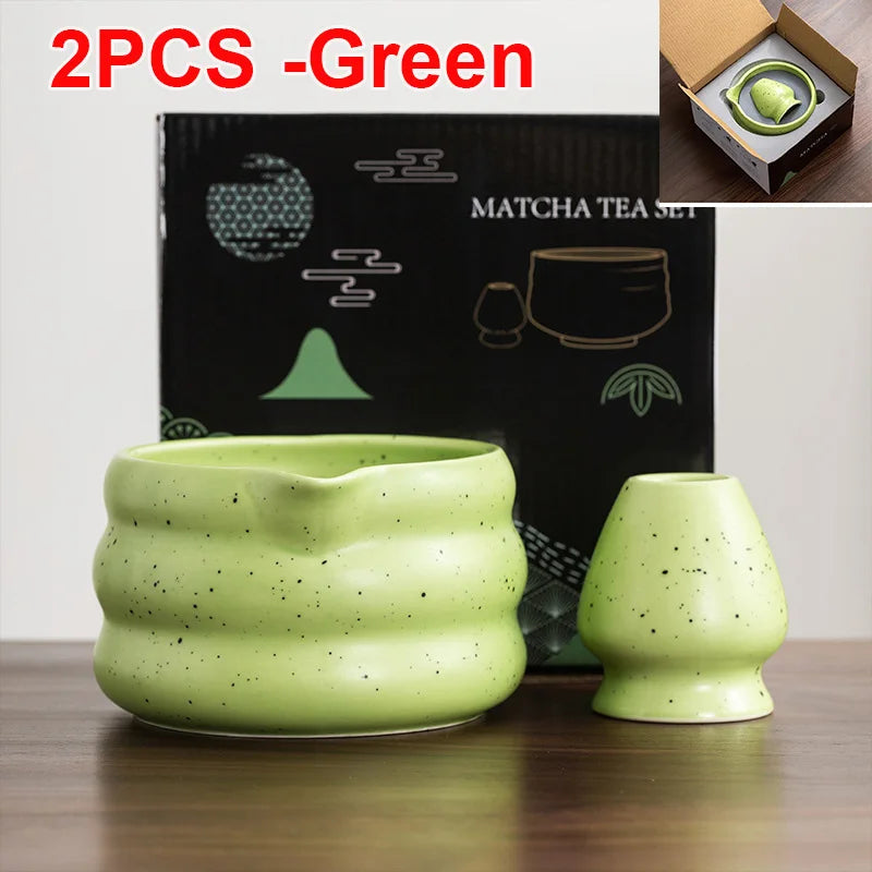 Matcha Bowl Set | Ceramic 550ml Bowl with Pouring Spout | Includes Whisk Holder