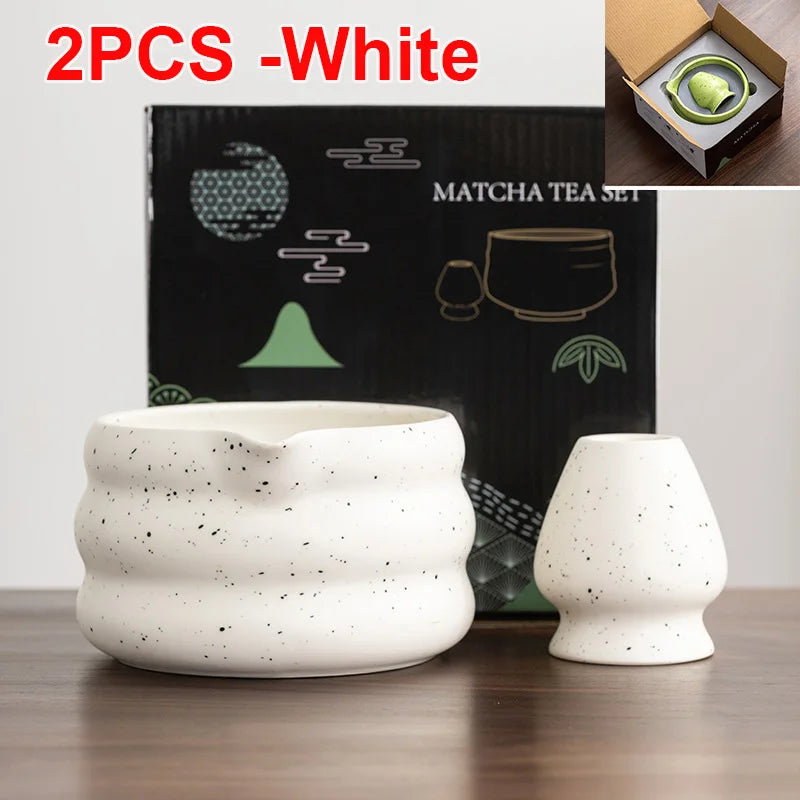 Matcha Bowl Set | Ceramic 550ml Bowl with Pouring Spout | Includes Whisk Holder
