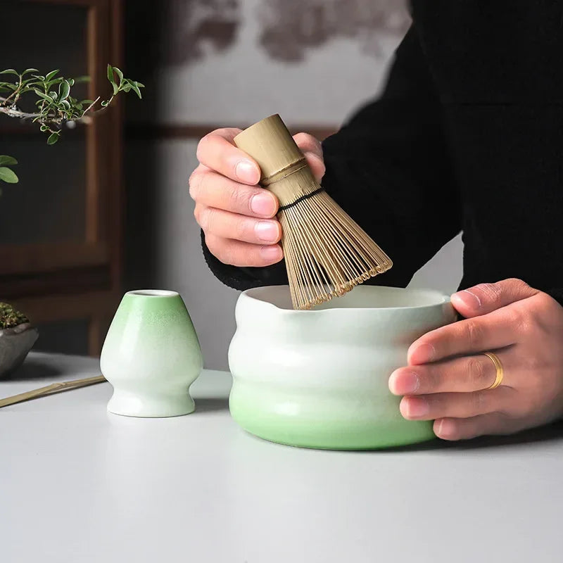 Matcha Bowl Set | Ceramic 550ml Bowl with Pouring Spout | Includes Whisk Holder