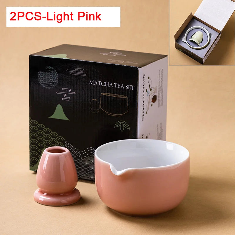 Matcha Bowl Set | Ceramic 550ml Bowl with Pouring Spout | Includes Whisk Holder