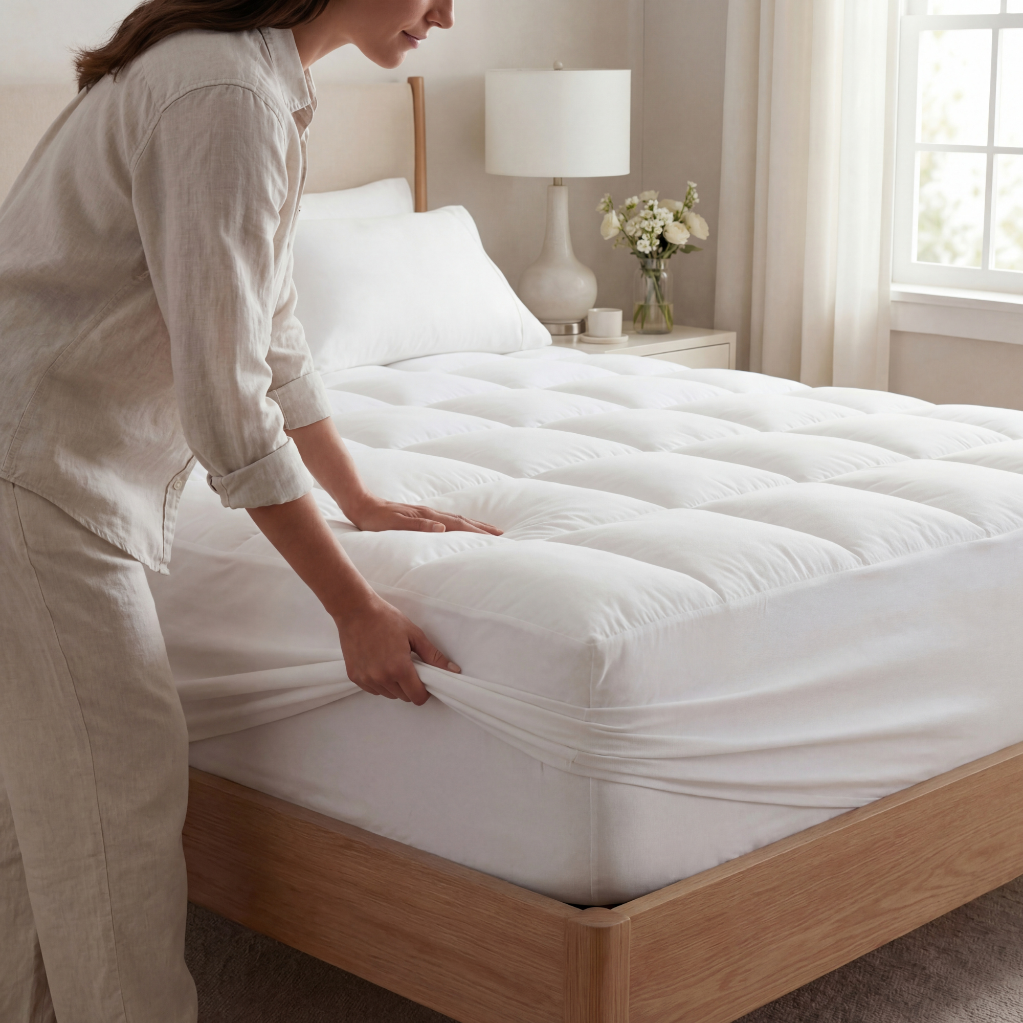Mattress Topper | 1000GSM Plush Cooling Fill | Breathable Polyester Blend Cover