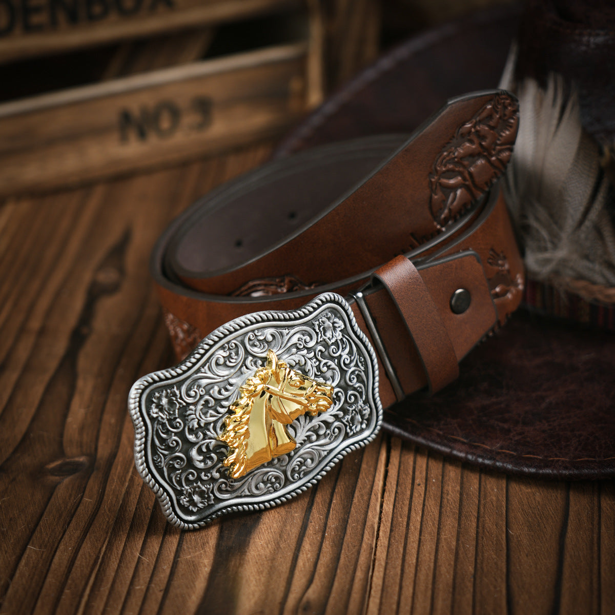 Men's Belt | Western-Inspired Vegan Leather | Durable Metal Buckle | All-Season Wear