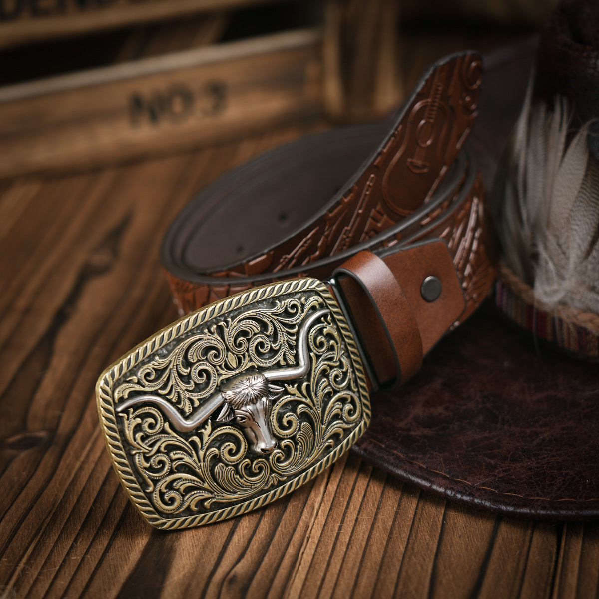Men's Belt | Western-Inspired Vegan Leather | Durable Metal Buckle | All-Season Wear