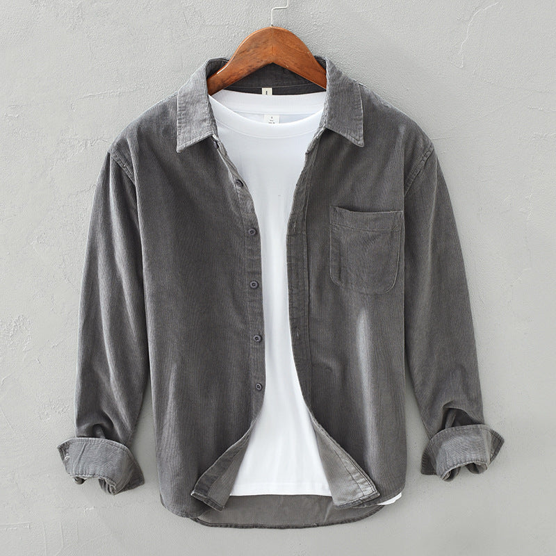 Men's Button-Up Shirt | Textured Corduroy | Chest Pocket | Comfortable Fit