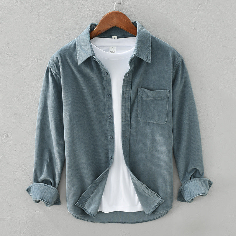 Men's Button-Up Shirt | Textured Corduroy | Chest Pocket | Comfortable Fit