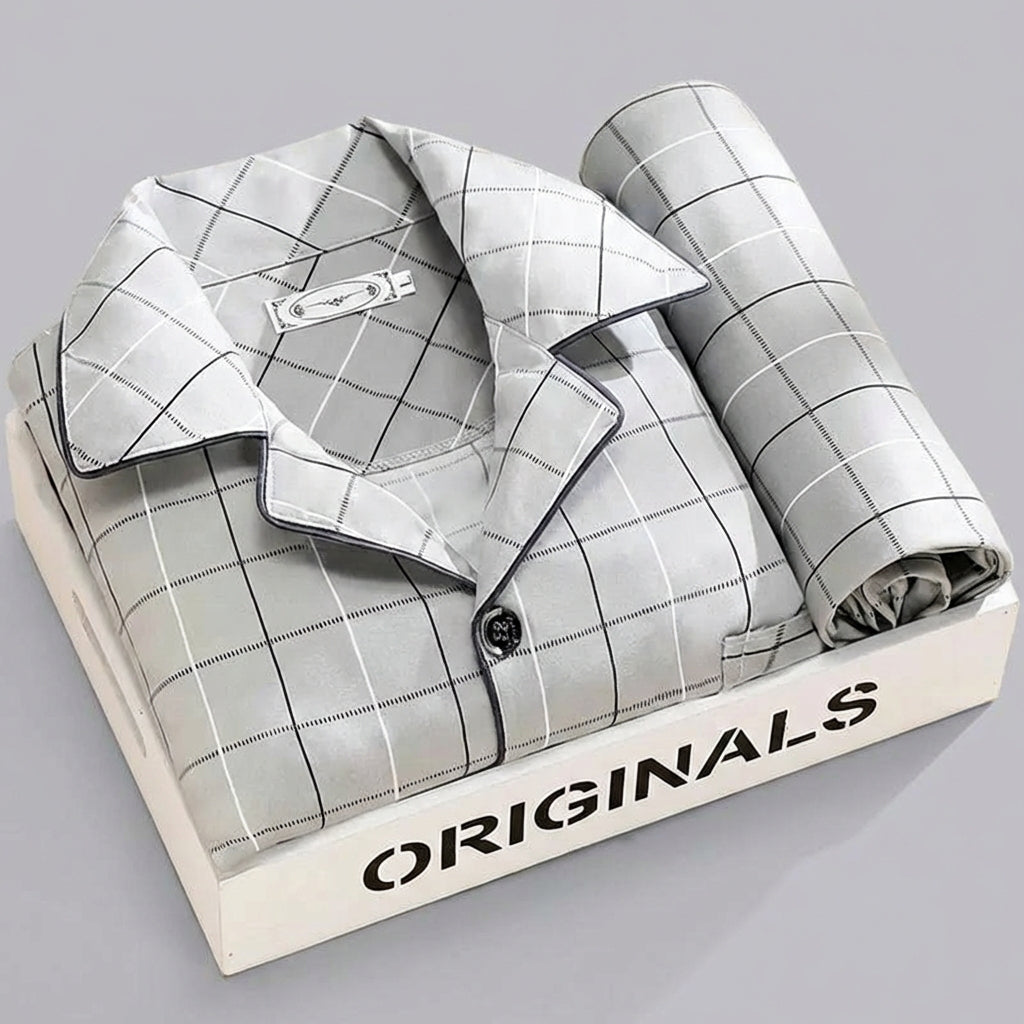 Men's Plaid Pajama Set | Button-Front Shirt | Breathable Soft Fabric | Comfortable Fit