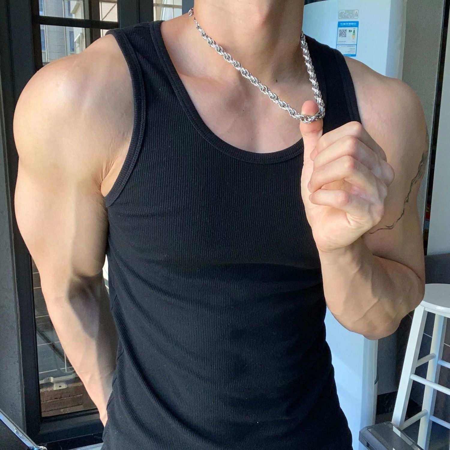 Men's Ribbed Tank Top | Breathable Lightweight Fabric | Sleeveless Summer Layer | Comfortable Fit