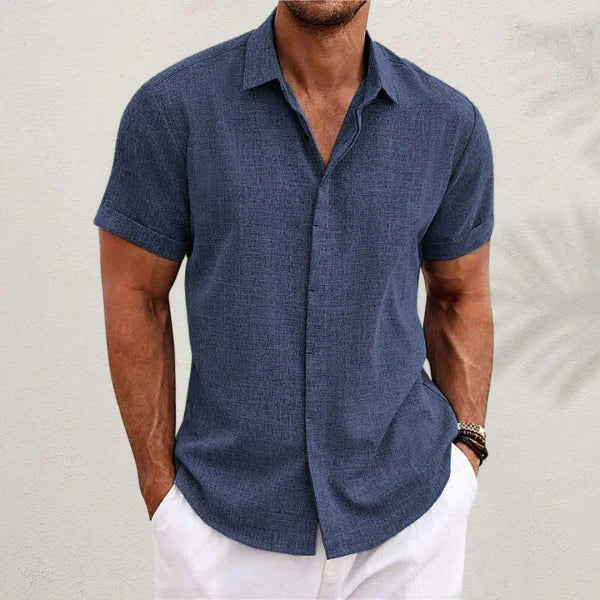 Men's Short-Sleeve Shirt | Breathable Cotton-Linen Blend | Lightweight Comfortable Fit