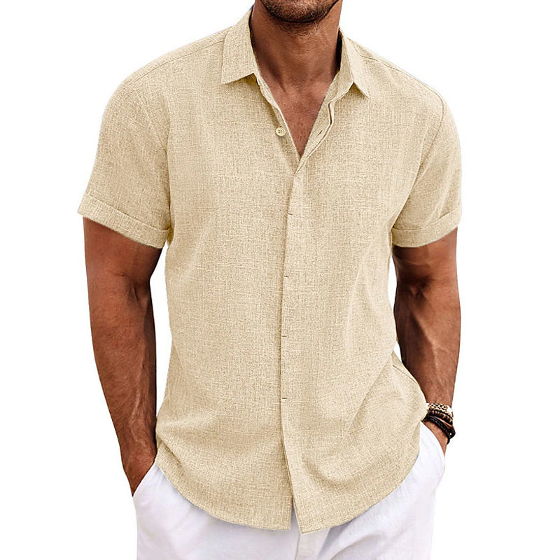 Men's Short-Sleeve Shirt | Breathable Cotton-Linen Blend | Lightweight Comfortable Fit