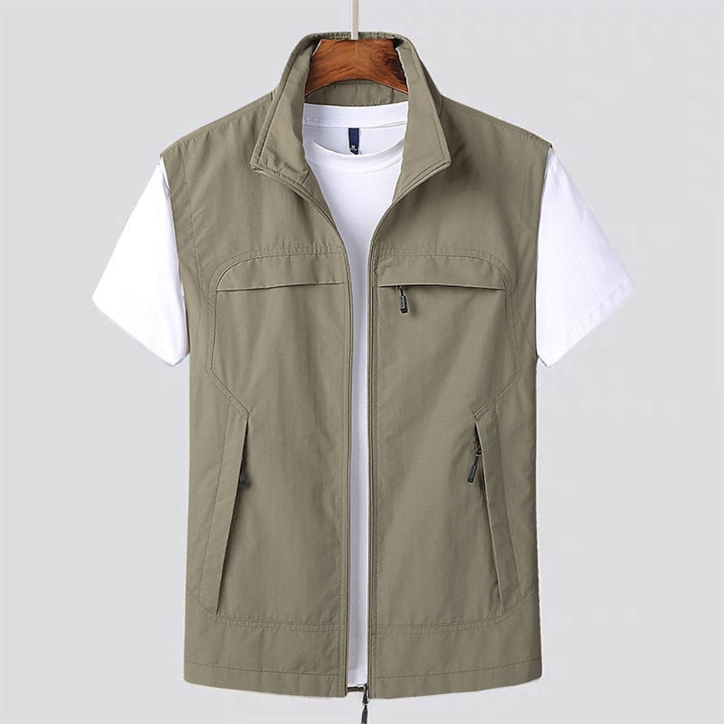 Men's Vest | Stand Collar Full-Zip | Breathable Quick-Dry Fabric | Lightweight
