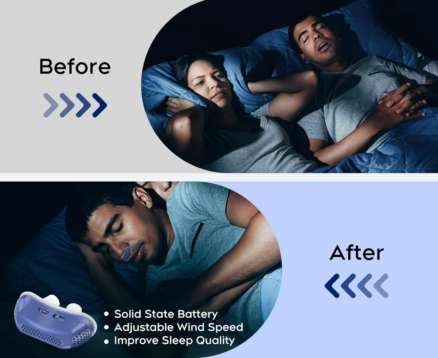 Micro CPAP Anti-Snoring Device | Maskless Silicone Nose Buds | USB Rechargeable | 8-10 Hour Battery
