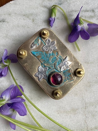 Mini Flower Press | Handcrafted Silver & Brass | 10 Reusable Blotter Sheets | Portable