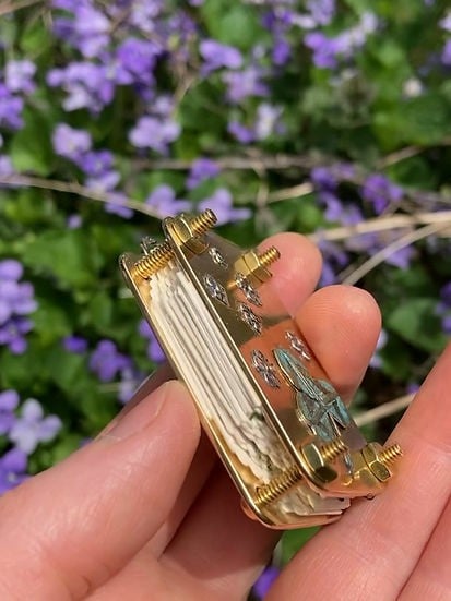 Mini Flower Press | Handcrafted Silver & Brass | 10 Reusable Blotter Sheets | Portable