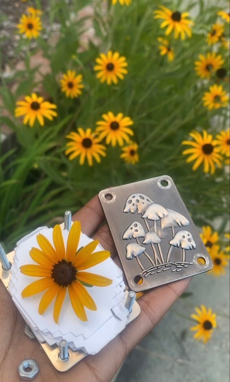 Mini Flower Press | Handcrafted Silver & Brass | 10 Reusable Blotter Sheets | Travel Size