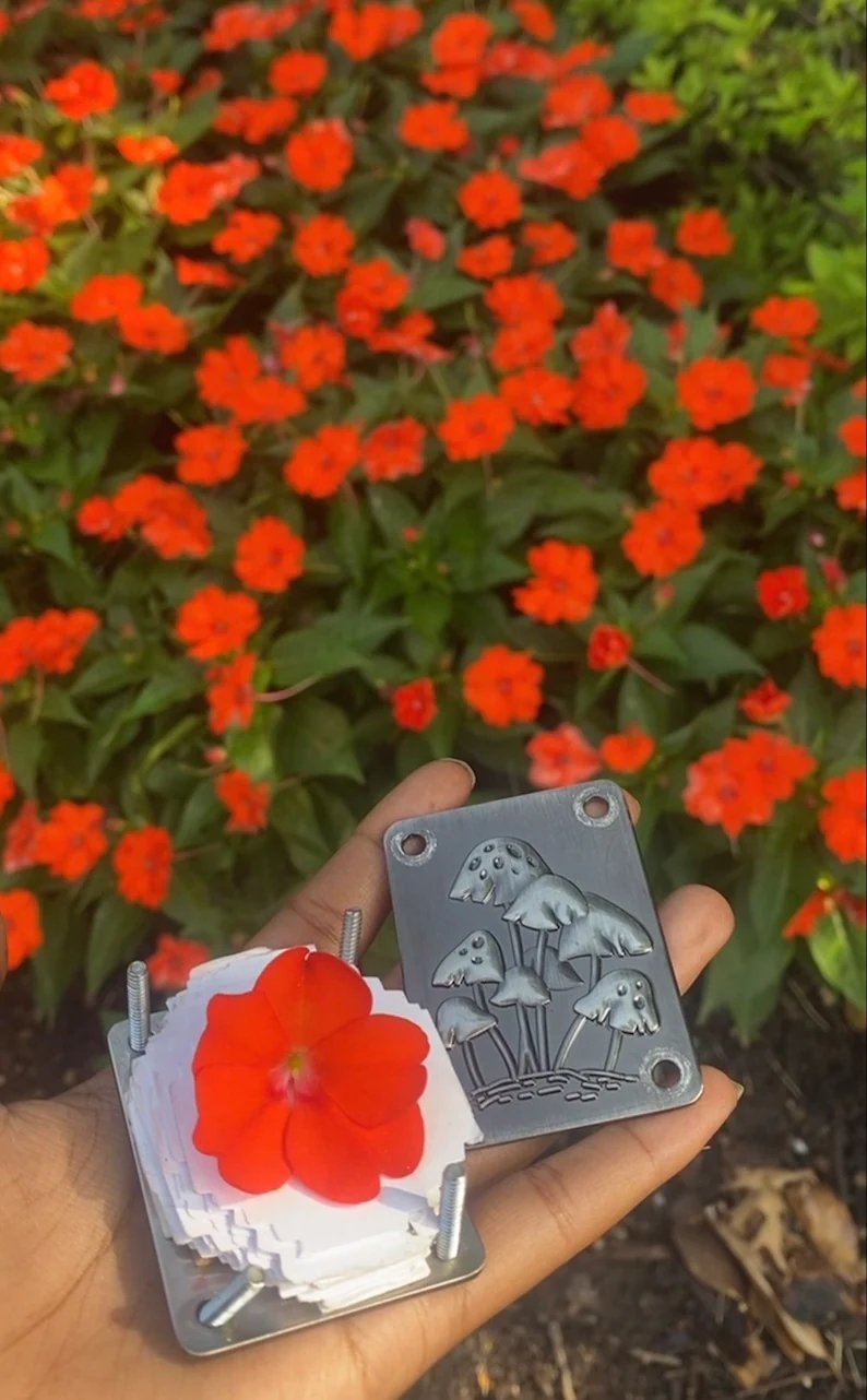 Mini Flower Press | Handcrafted Silver & Brass | 10 Reusable Blotter Sheets | Travel Size