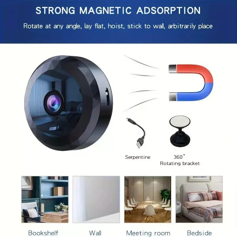 Mini WiFi Surveillance Camera | 1080P HD & Night Vision | Magnetic Mount & Motion Detection