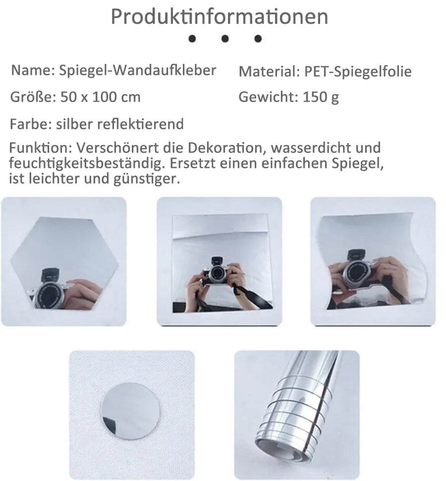 Mirror Film | Ultra-Flexible Shatterproof Design | Self-Adhesive | Child-Safe