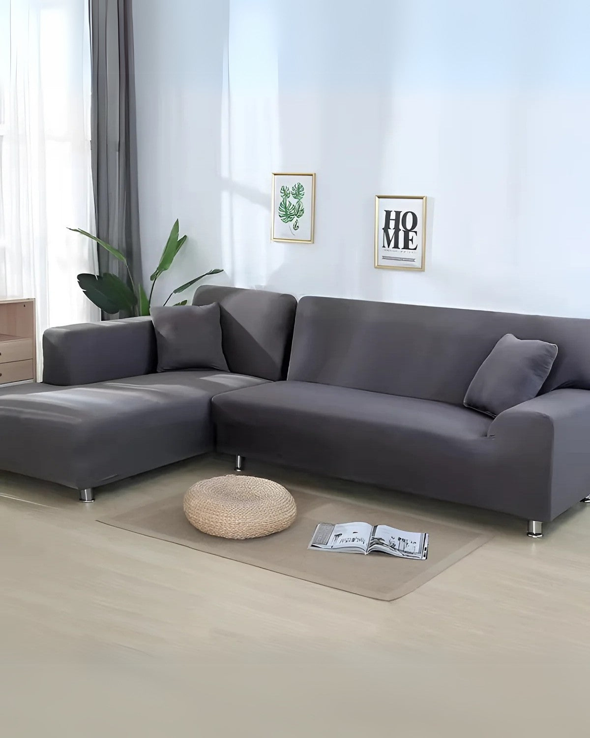 Modular Sectional Sofa Cover | Soft Stretch Polyester Blend | Fits 235-300 cm | Protects Furniture