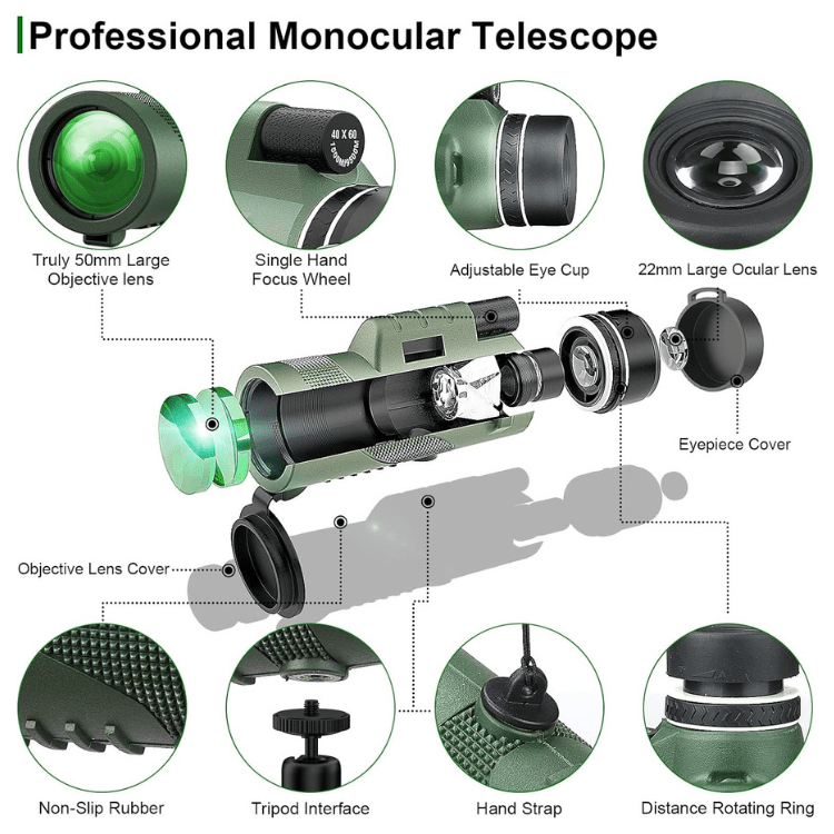 Monocular Telescope | Ultra-Zoom Multi-Coated HD Glass | Lightweight & Weatherproof
