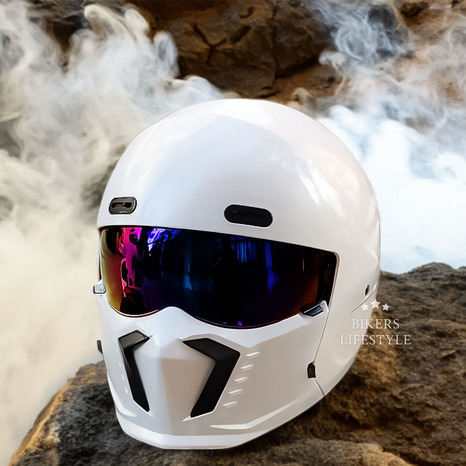 Motorcycle Helmet | Retro Classic Design | DOT & ECE Approved | Anti-Scratch & Fog-Resistant Visor