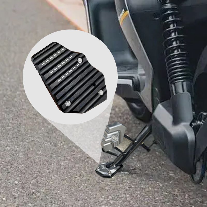 Motorcycle Side Stand Extension Plate | Wide Anti-Slip Base | Aluminum | Stable Parking