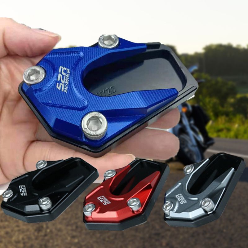 Motorcycle Side Stand Extension Plate | Wide Anti-Slip Base | Aluminum | Stable Parking