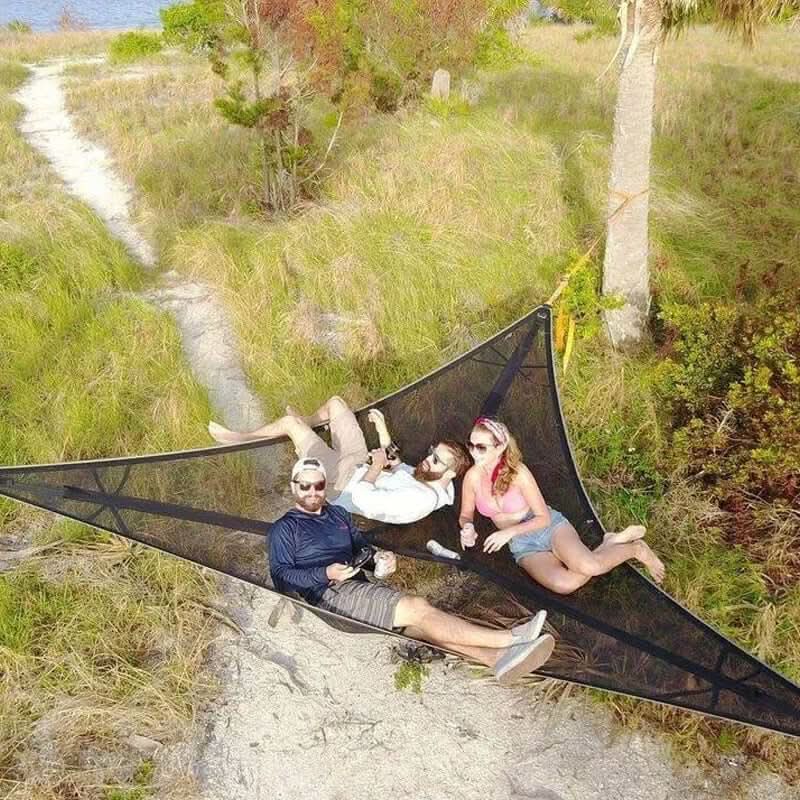 Multi-Person Camping Hammock | 3-Point Anchoring System | Polyester & Mounting Hardware | Comfortable Support