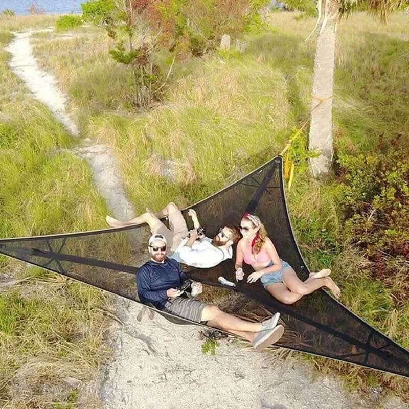 Multi-Person Camping Hammock | 3-Point Anchoring System | Polyester & Mounting Hardware | Comfortable Support