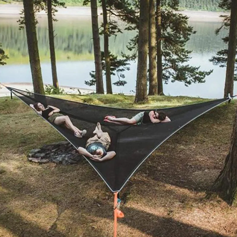 Multi-Person Camping Hammock | Three-Point Anchor Suspension | Durable Nylon