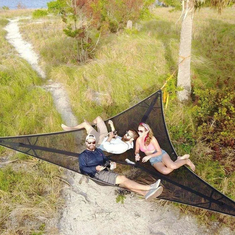 Multi-Person Camping Hammock | Three-Point Anchor Suspension | Durable Nylon