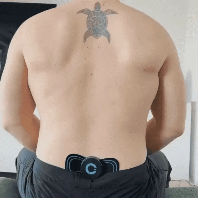 NMES Muscle Stimulator | 19 Intensity Levels | Reusable Self-Adhesive Pads | Back Pain Relief