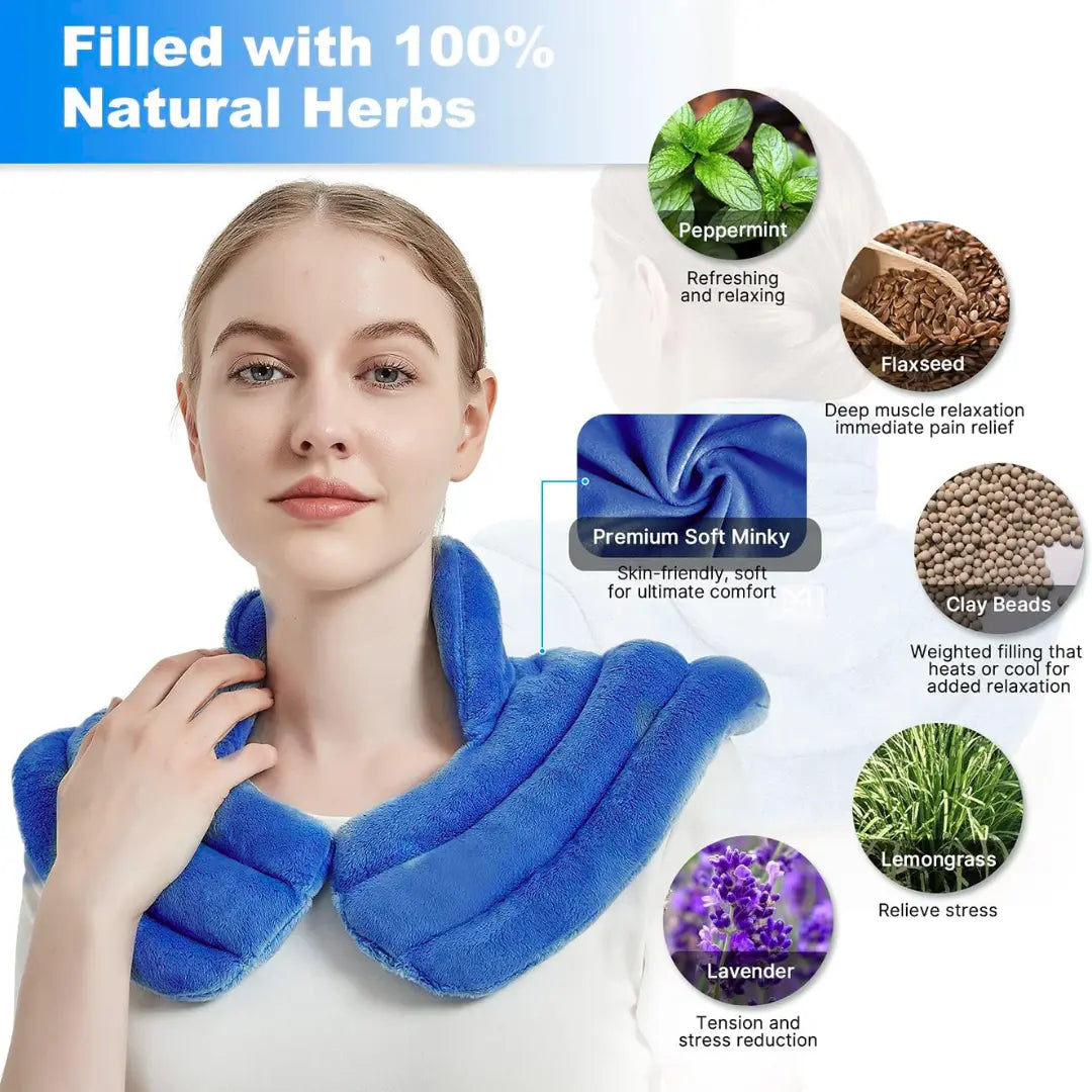 Neck Heating Pad | Microwavable & Freezer-Ready | Flaxseed Fill & Minky Cover | Tension Relief