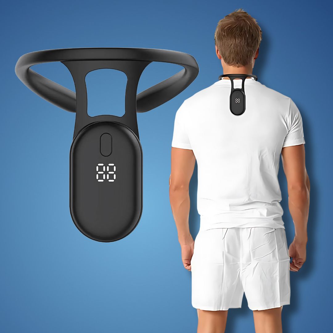 Neck Posture Brace for Adults & Teens | Real-Time Posture Feedback | Silicone | Week-Long Battery