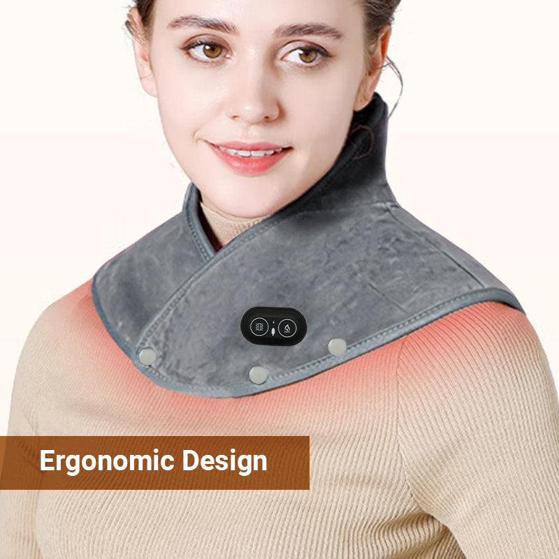 Neck & Shoulder Heating Pad | Heat & Vibration Massage | USB Powered, Auto Shutoff