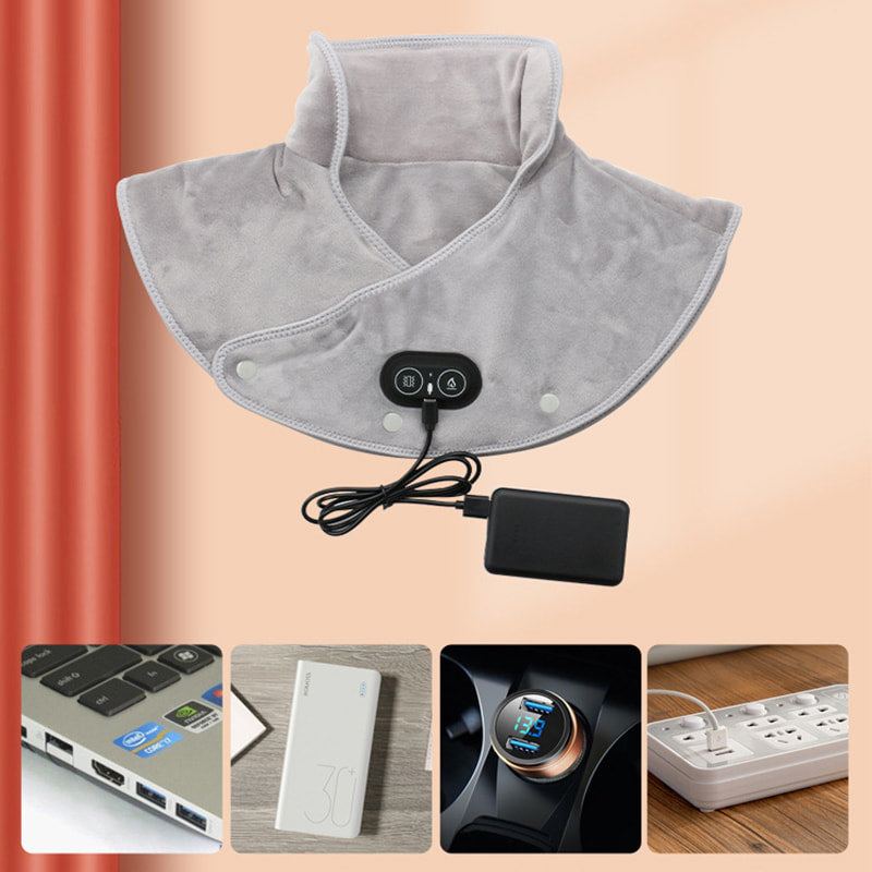 Neck & Shoulder Heating Pad | Heat & Vibration Massage | USB Powered, Auto Shutoff