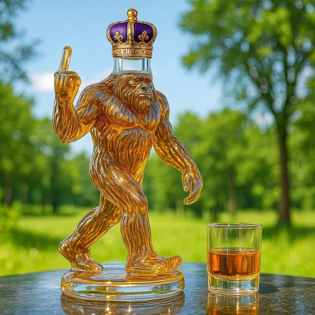 Novelty Whiskey Decanter | Sculpted Bigfoot Design | Glass Bottle | Gift-Worthy Bar Decor