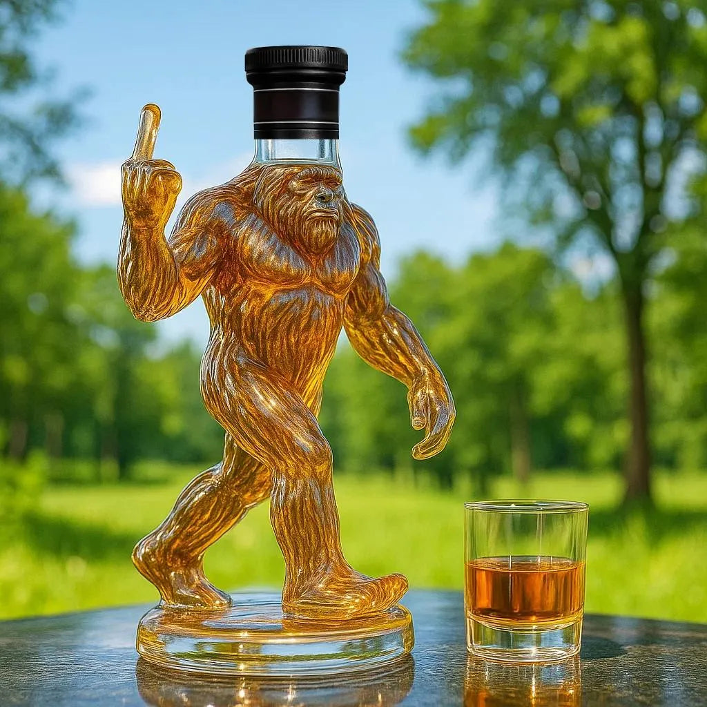 Novelty Whiskey Decanter | Sculpted Bigfoot Design | Glass Bottle | Gift-Worthy Bar Decor