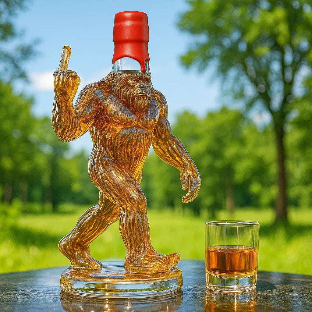 Novelty Whiskey Decanter | Sculpted Bigfoot Design | Glass Bottle | Gift-Worthy Bar Decor