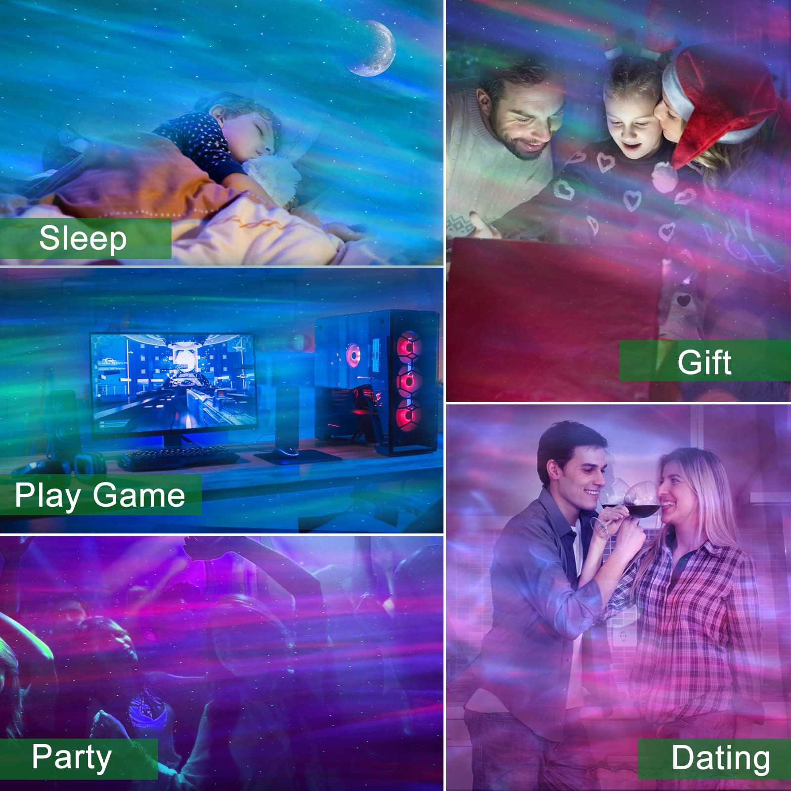 Ocean Wave Projector | LED Ambient Lighting | Bluetooth Speaker & Voice Control | Relaxing Ambience