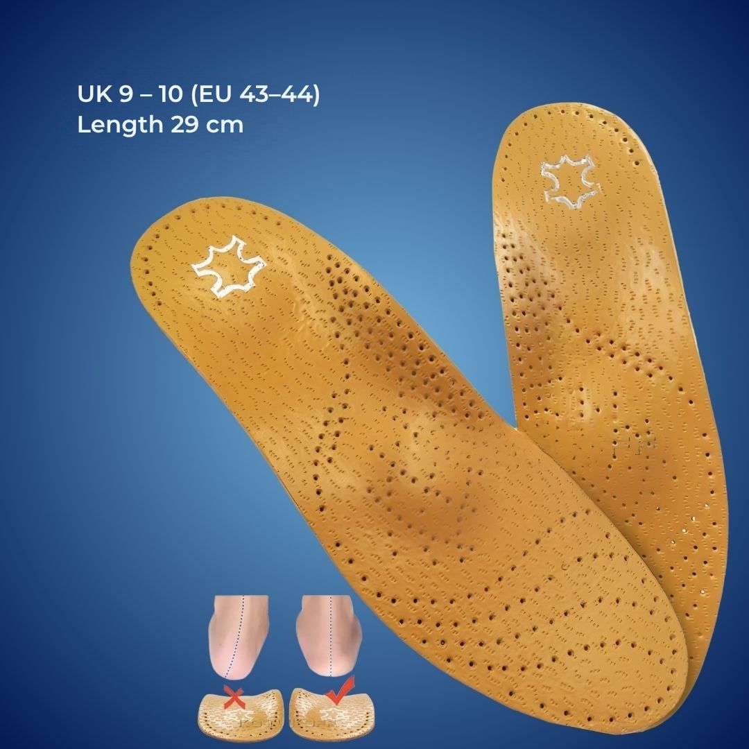 Orthopedic Leather Insole | Shock Absorption & Arch Support | Moisture-Wicking | Foot Pain Relief