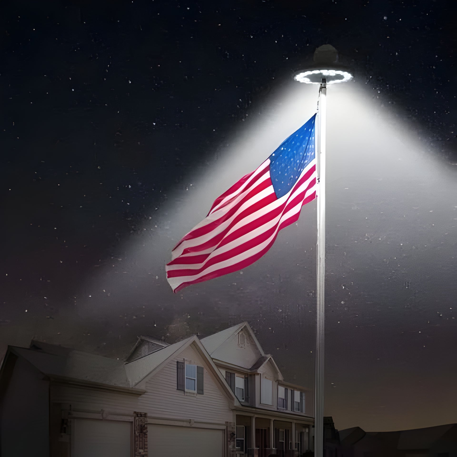 Outdoor Flagpole Light | Solar-Powered Disc Topper | 700 Lumens Brightness | Weatherproof
