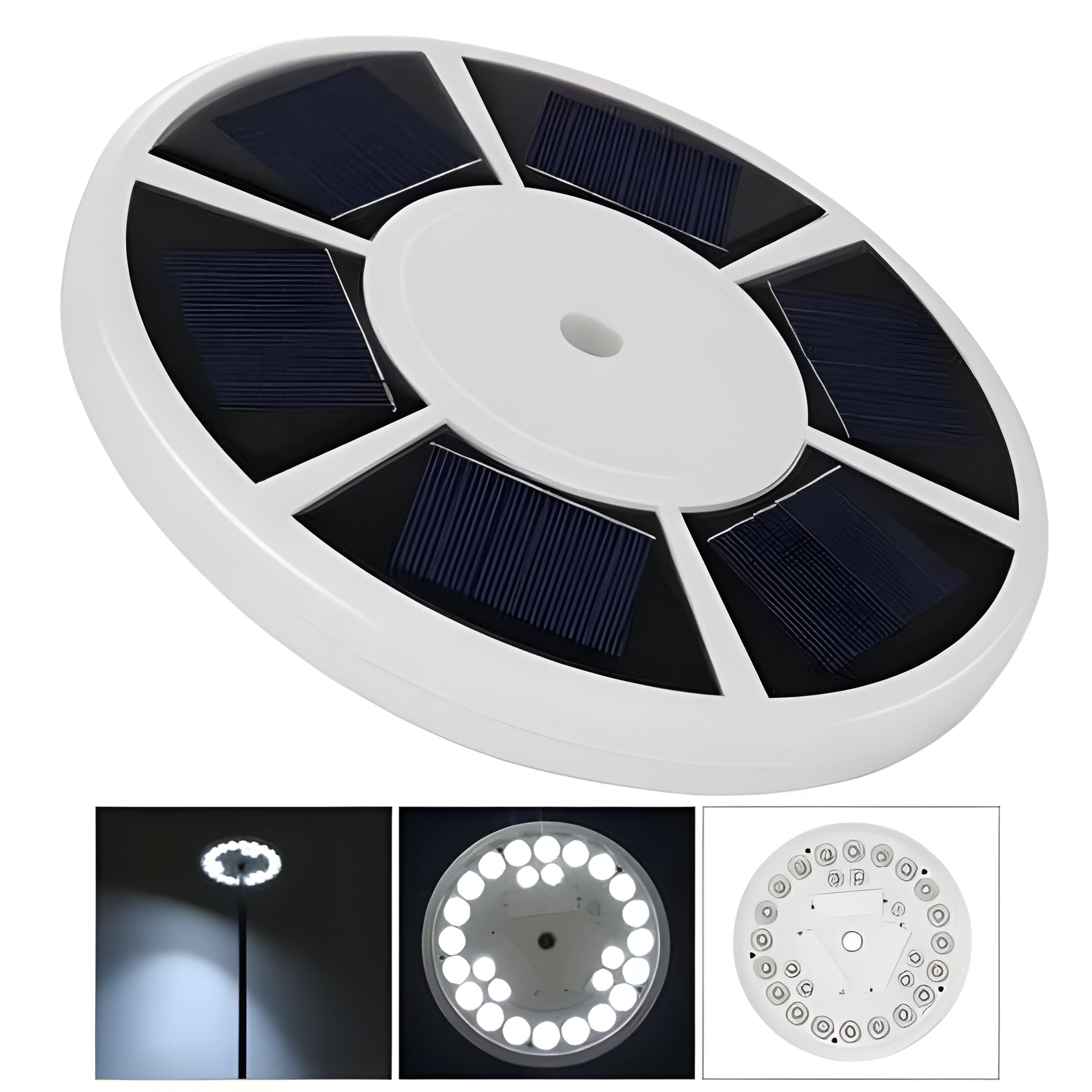 Outdoor Flagpole Light | Solar-Powered Disc Topper | 700 Lumens Brightness | Weatherproof