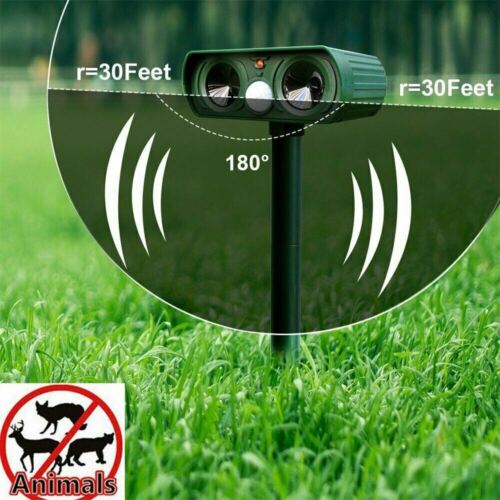 Outdoor Ultrasonic Pest Repeller | Solar-Powered Motion-Activated | PIR Sensor & 30 ft Range