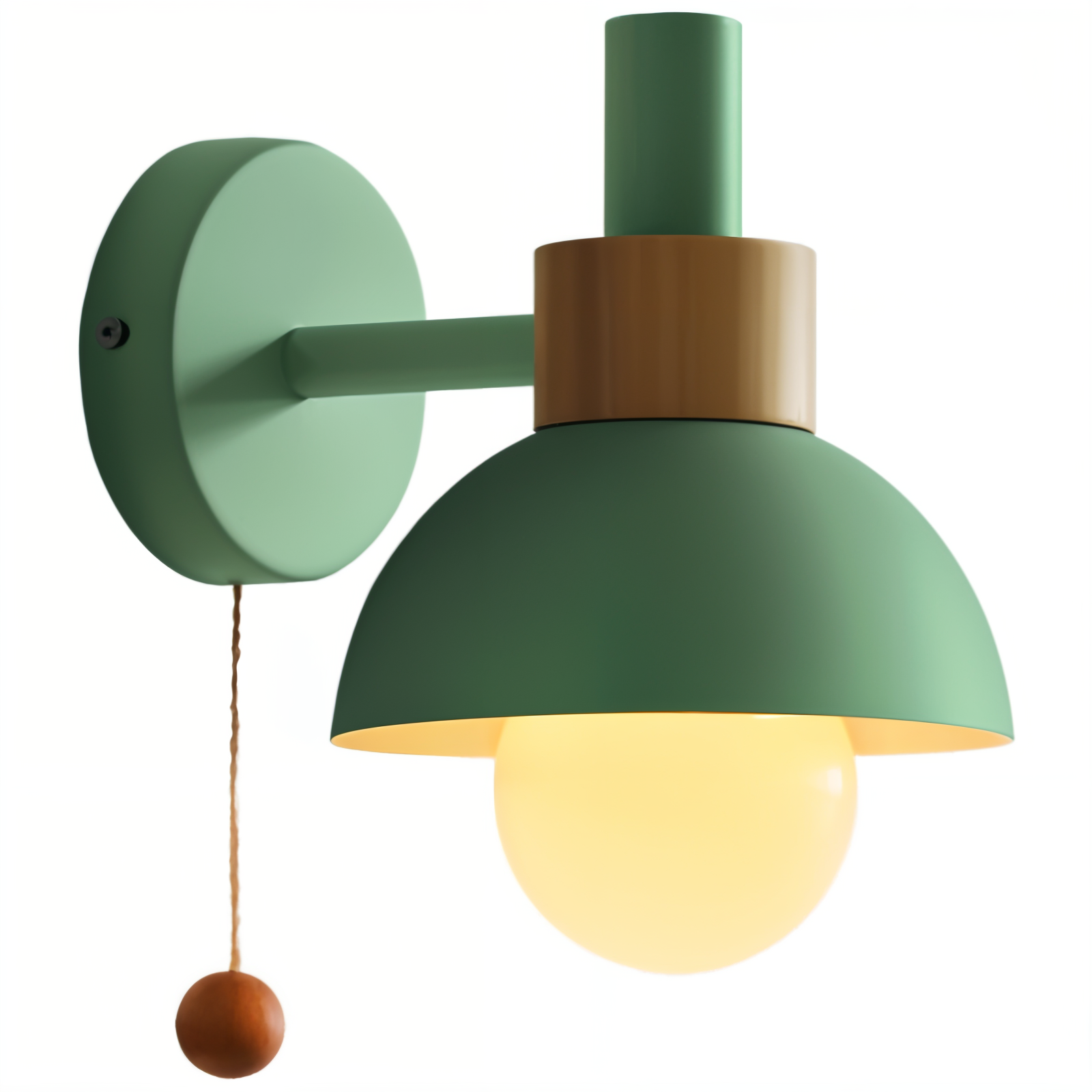 Pastel Wall Lamp | Warm Glow | Iron & Wood Frame | Bedroom & Living Room