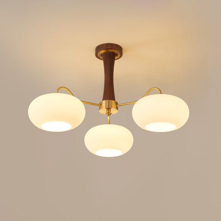 Pendant Lamp | Mid-Century Glass Shades & Wood Base | Adjustable Height | Cozy Ambiance