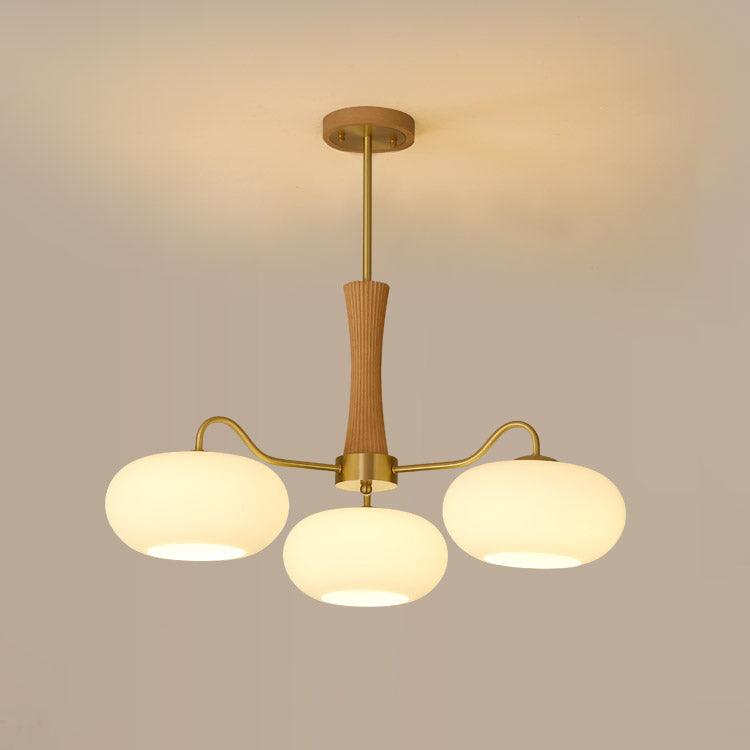 Pendant Lamp | Mid-Century Glass Shades & Wood Base | Adjustable Height | Cozy Ambiance