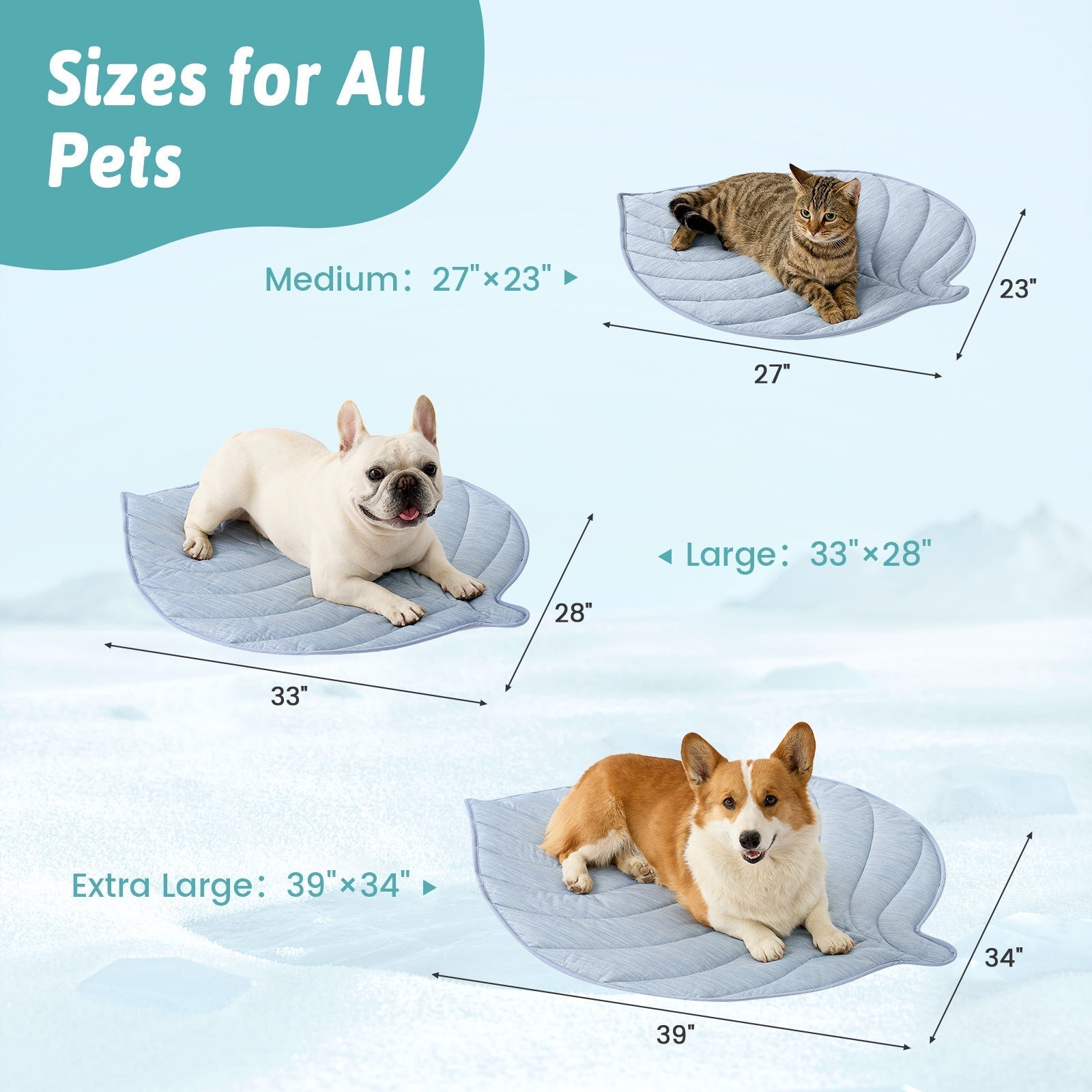 Pet Cooling Mat | Leaf Shape Cooling Fabric | Waterproof & Non-Slip Backing | Easy Care