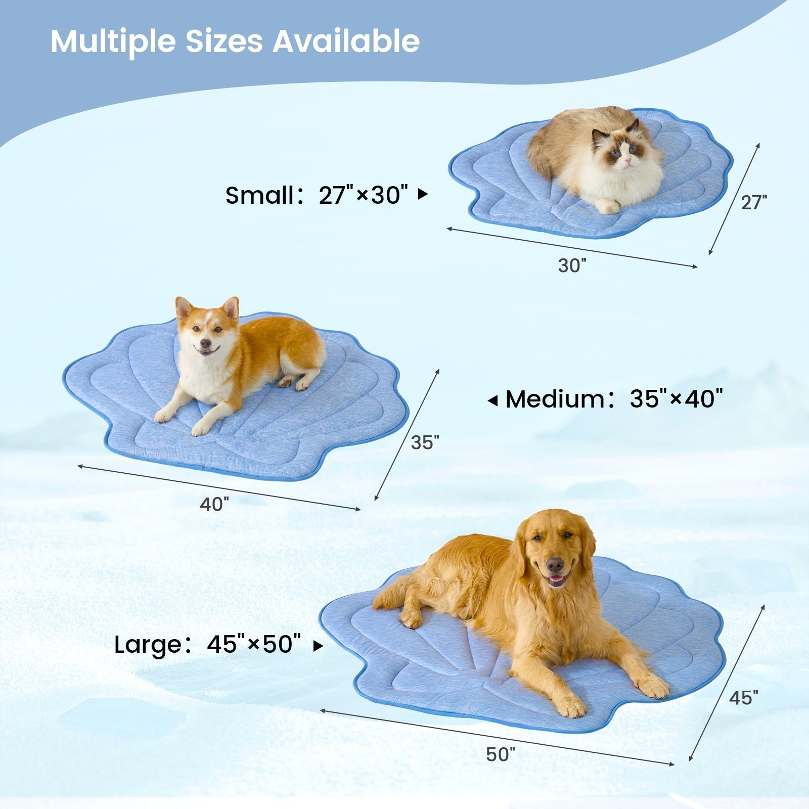 Pet Cooling Mat for Dogs & Cats | Instant Chill Fabric | Waterproof Lining & Silicone Non-Slip Backing