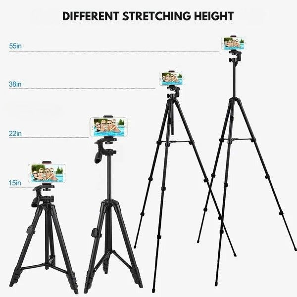 Phone Tripod Stand | 3-in-1 Selfie Stick, Extends to 140cm | Bluetooth Remote