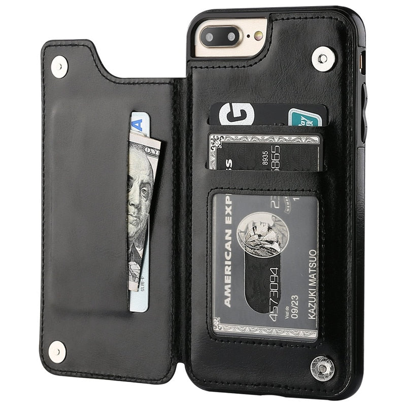 Phone Wallet Case | Leather Folio with 3 Card Slots & Kickstand | All-Around Protection